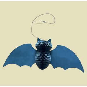Vintage Honeycomb Halloween Bat Decoration Die-Cut Fold-Out Hanging 12"